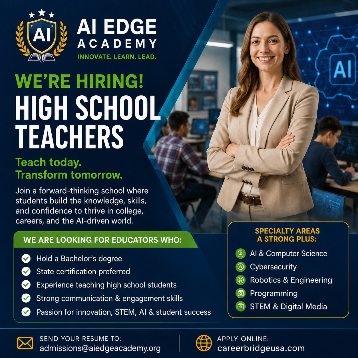 AI Edge Academy is hiring a High School Teacher